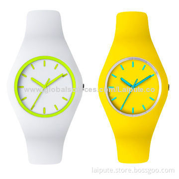 Unisex Watches in Japanese Movement with Rubber Band and Plastic Case, Available in Various Colors